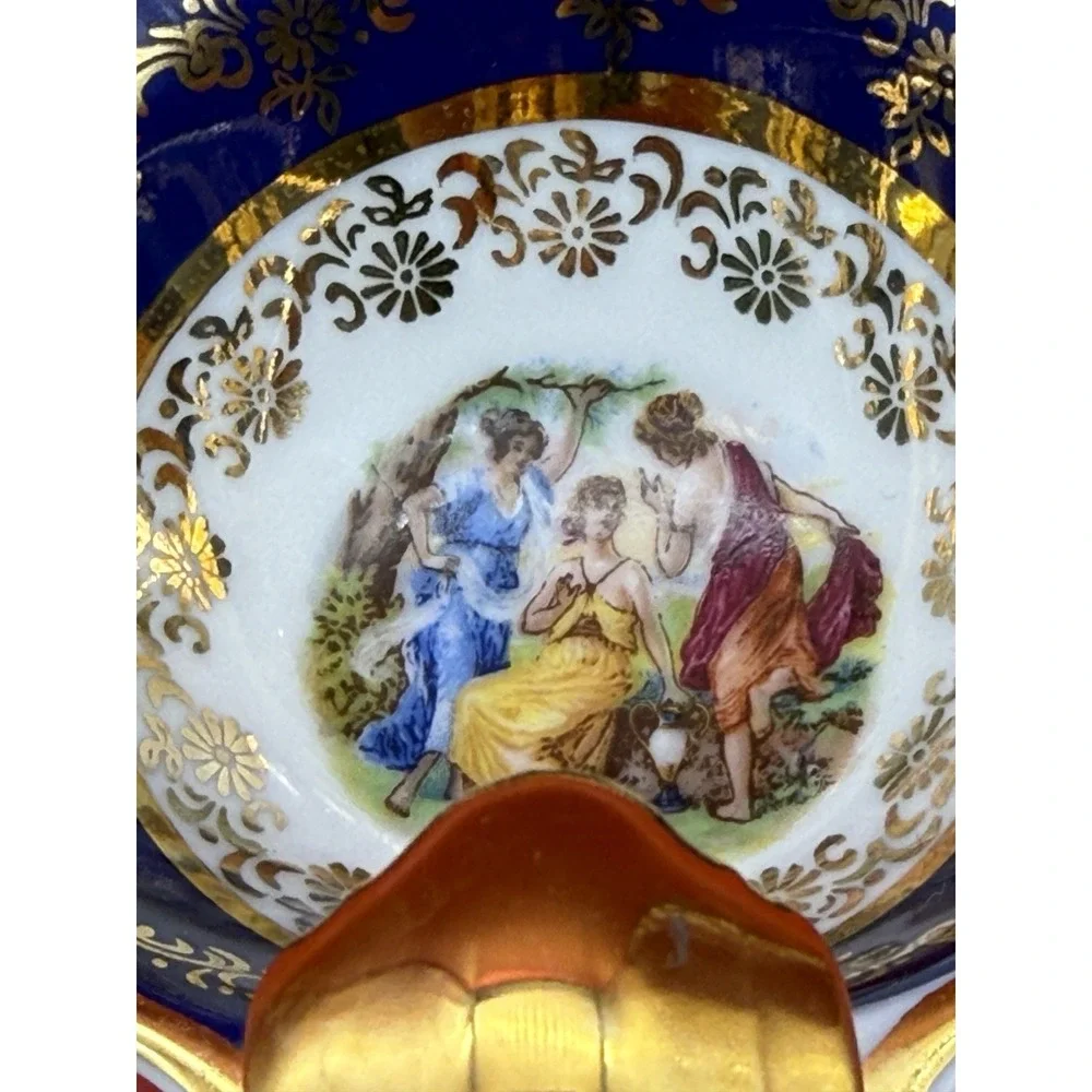 Vintage Czech Republic Cobalt Blue Porcelain Dish Salt & Pepper Cellar
